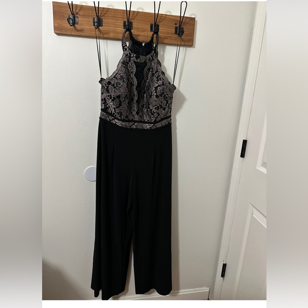Night Way Collections Black and gold Lace Jumpsuit